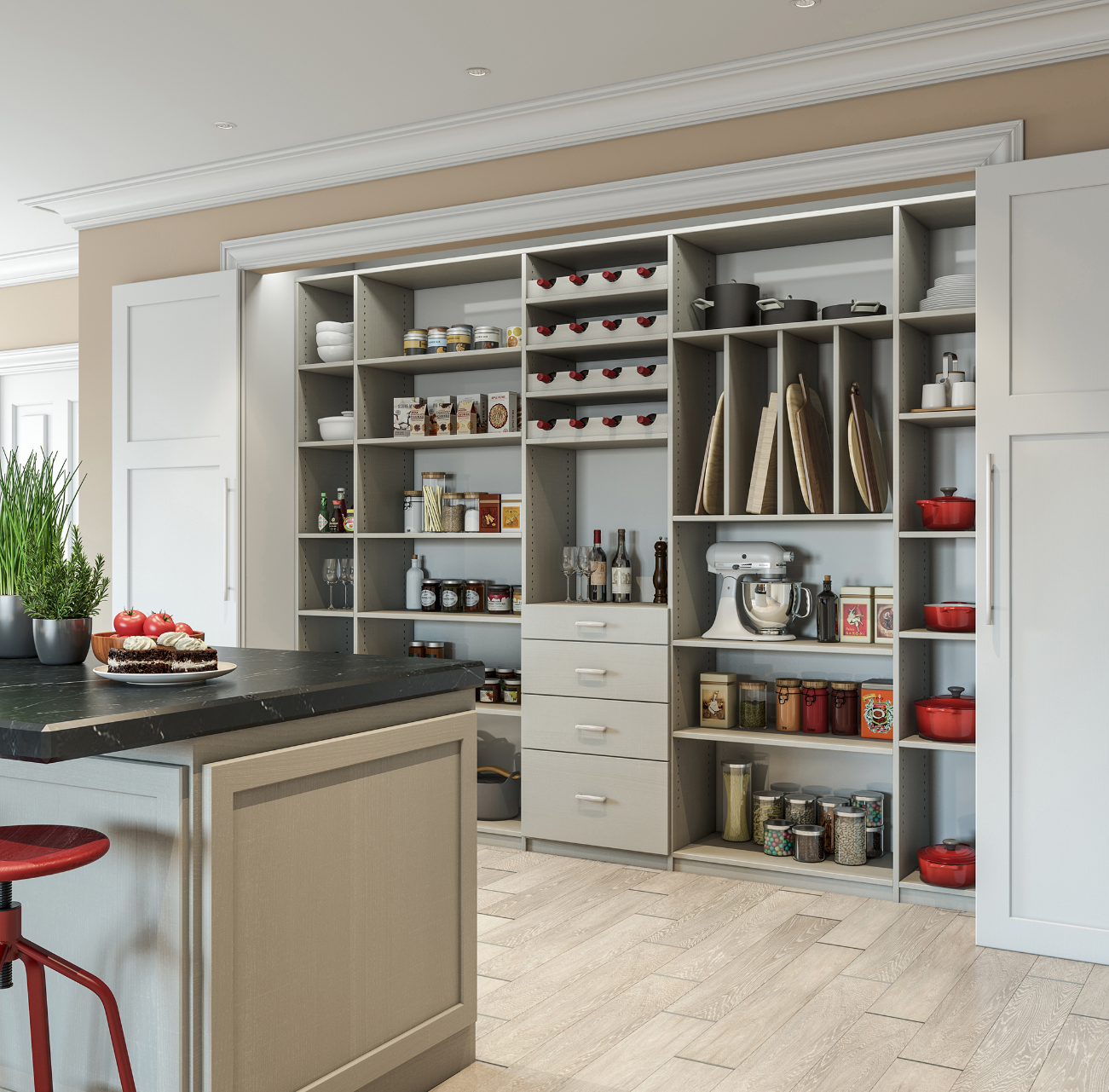 That functionality goes well beyond the standard shelves and rods common in basic closets to include accessories like belt and tie racks jewelry trays and